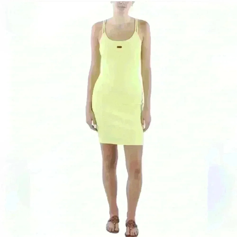 Hugo BOSS NWT nirabel ribbed fitted cami new dress XS yellow summer beach Xsmall